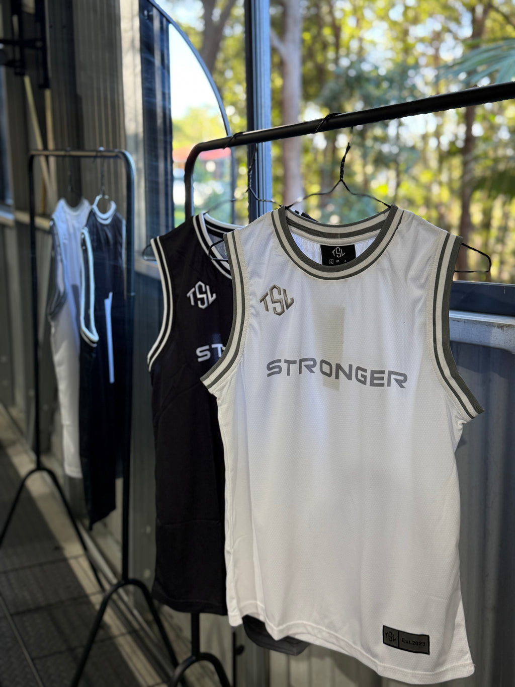 TSL Game Time Jersey On Hanger – lightweight mesh gym and streetwear jersey from Australian activewear brand