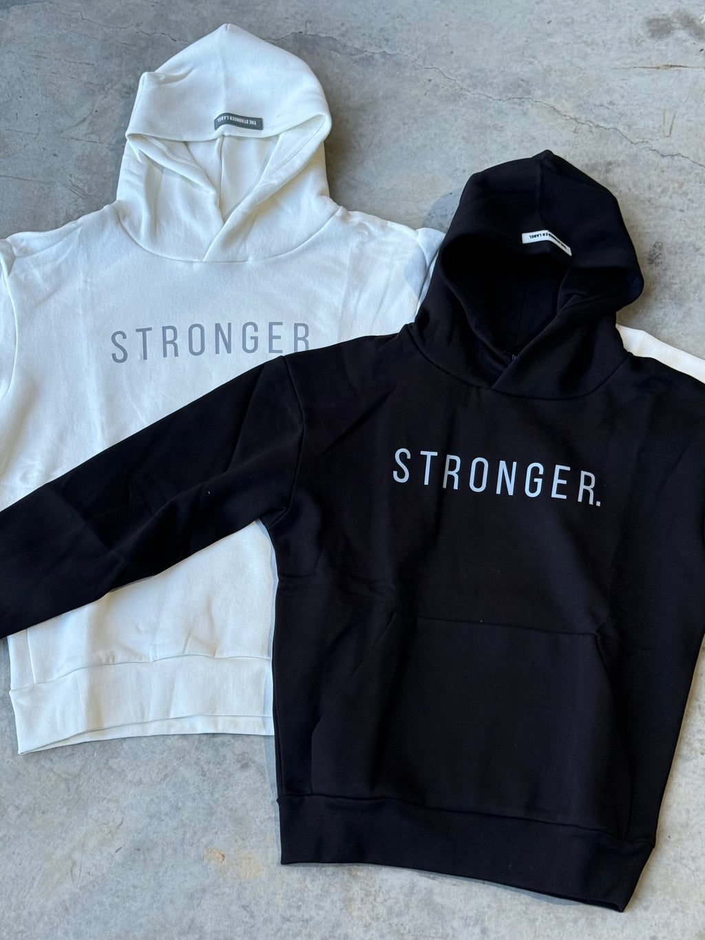 Black And White TSL Warm-Up Pump Cover front side, laid flat, side by side – oversized gym long sleeve hoodie teefrom Australian activewear brand